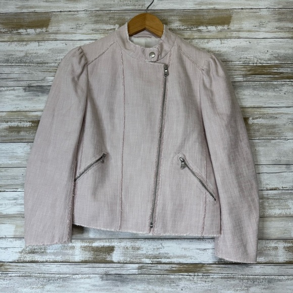 Rebecca Taylor Women’s Light Pink Tweed Zip Up Jacket size 4 - Picture 1 of 7